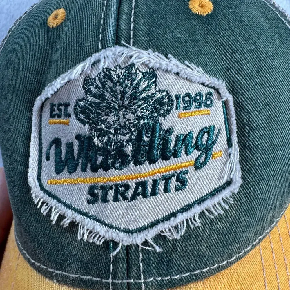 Whistling Straits Golf Trucker Hat Snapback Ahead Classic Cap Green Yellow Mesh